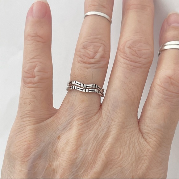 Sterling Silver Bamboo Band Ring, Silver Rings, Tree of Life Ring, Wedding Bands - Picture 6 of 14